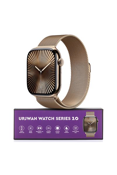 Urjwan Smartwatch Series 10 - Gold 42 Mm | Amoled Display, Photo Display Feature, With Extra Strap.