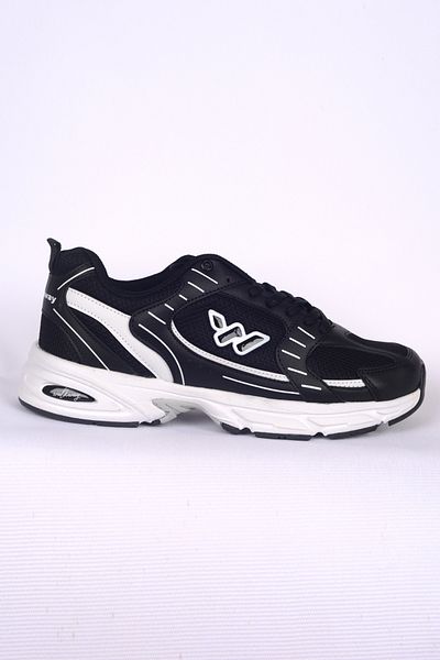 WALKWAY Pantofi sport pentru bărbați cu șireturi cu talpă cu burete alb și negru Run M