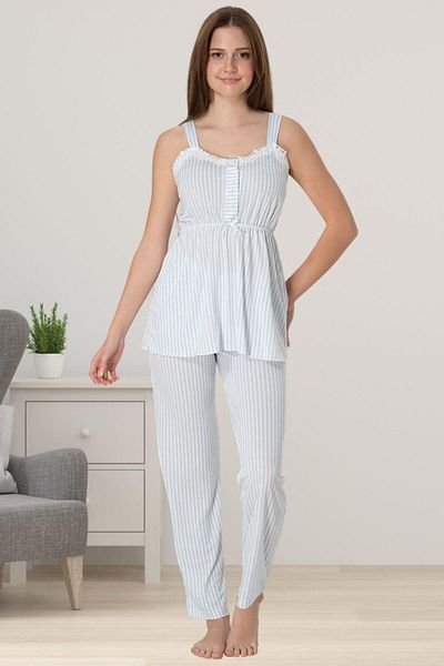 BLACKMORE Set de 2 pijamale de maternitate pentru femei, cu dungi albastre