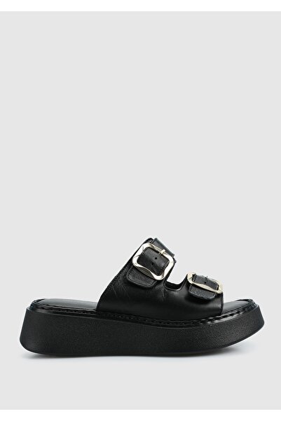 Provoq Чорні шкіряні жіночі капці