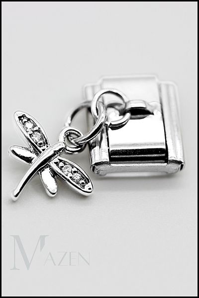 MAZEN 1 Piece Dragonfly Dangle Italian Steel Bracelet Charm