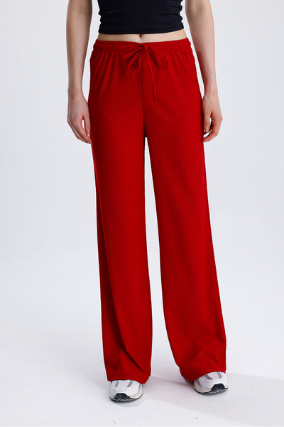 FV Bürümcük Fabric Wide Leg Women's Elastic Waist Palazzo Trousers
