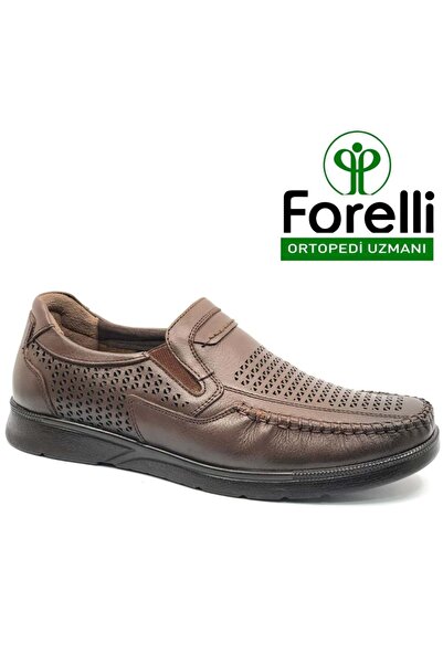 Forelli Helmut Genuine Leather Orthopedic Comfort Men's Casual Shoes Taba