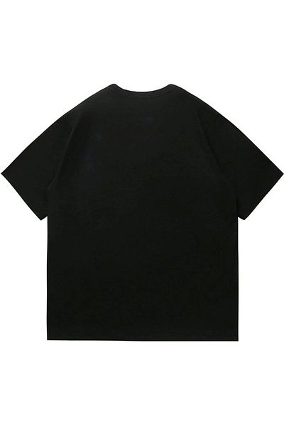 VBSVİBES Milano Italia Printed Single Jersey Black T-Shirt - Oversize Crew Neck T-Shirt