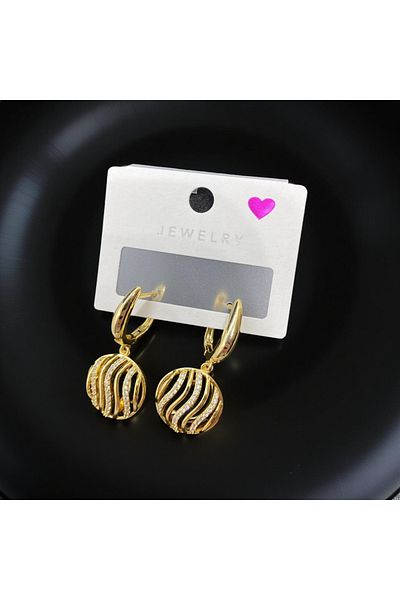 FM Modern Waves Pattern Gold Color 316L Steel Earrings - Ideal for Stylish and Everyday Use