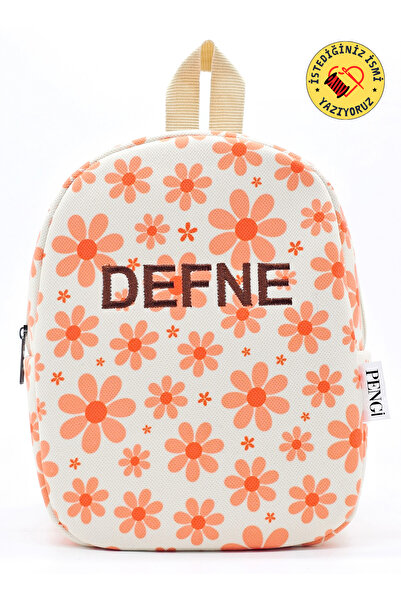 PENGİ [ İSTEDİĞİNİZ İSMİ NAKIŞLA YAZIYORUZ] Turuncu Papatya 0-8 Yaş Çocuk Sırt Çantası,- Anaokulu Çantası