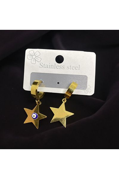 FM Stylish Gold Color Star Design with 316L Evil Eye Bead Detail