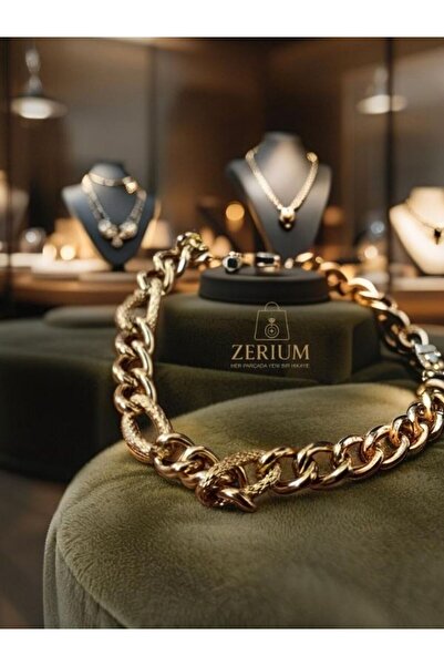 ZERİUM سوار سميك من الفولاذ المطلي بالذهب للنساء 316l