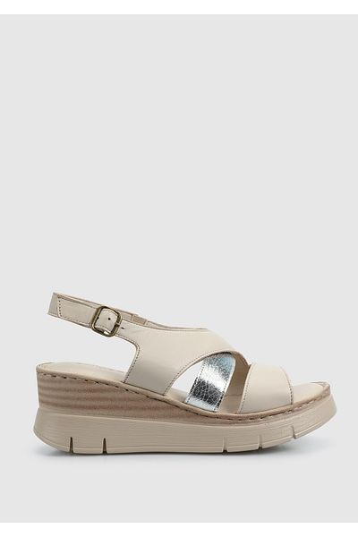 Eclipse Ecru Leather Women's Heeled Sandals