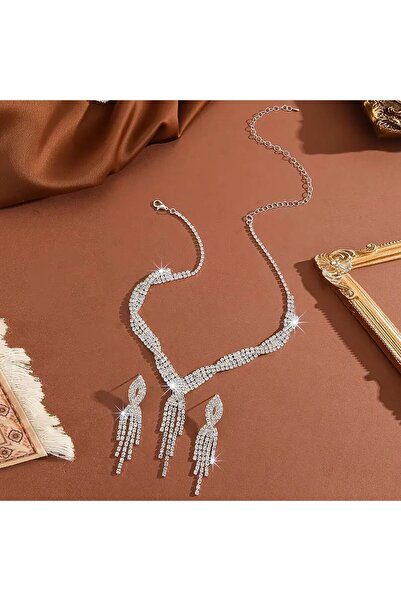 Flaner Paris Accessorize Crystal Shine Necklace Women's Necklace Set