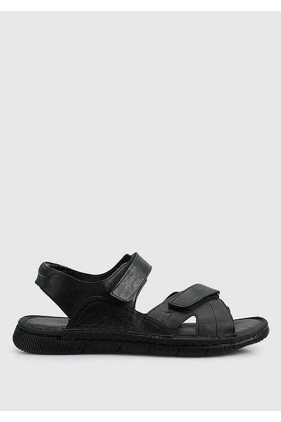 Eclipse Μαύρα δερμάτινα ανδρικά πέδιλα Comfort