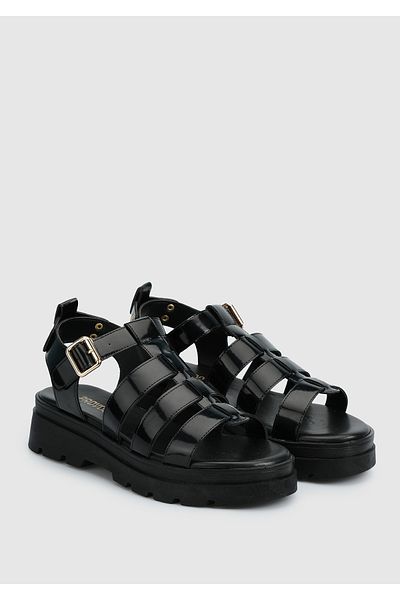 Provoq Black Women's Flat Sandals