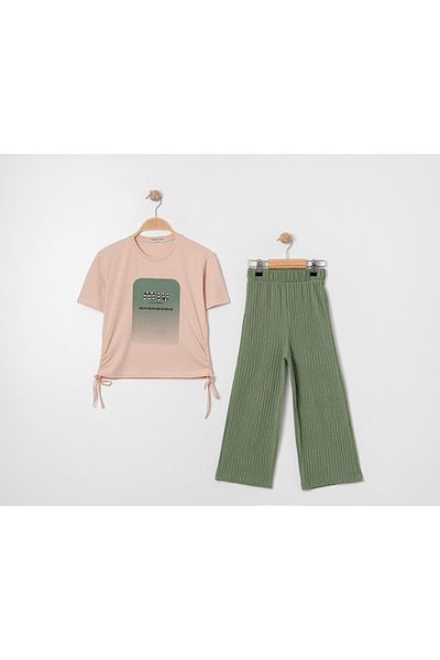 GİYİCEM TEKSTİL Girl's Mıu Stone Double Woven Suit G-7276