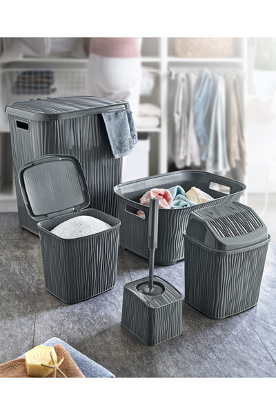 DNG STORE Κυματιστό σετ μπάνιου 5 τεμαχίων Καλάθι βρώμικων ρούχων Θήκη απορριμμάτων Κάδος απορριμμάτων Καθαρό καλάθι ρούχων