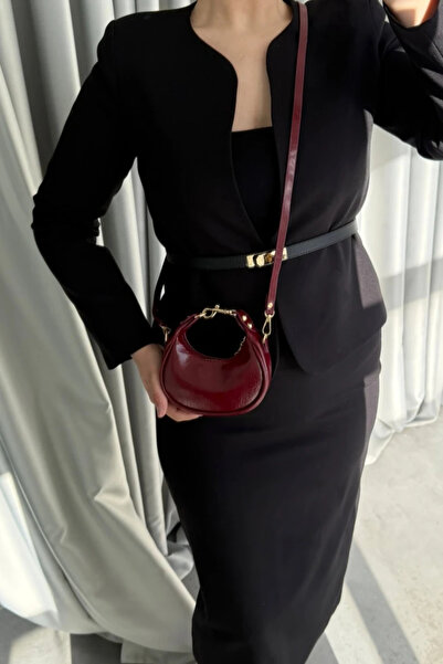 LEONAS Detailed Women's Hand and Shoulder Bag Miusa Claret Red Mini Size Accessory