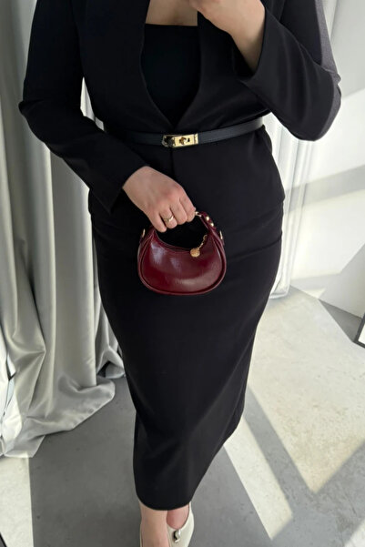 LEONAS Detailed Women's Hand and Shoulder Bag Miusa Claret Red Mini Size Accessory