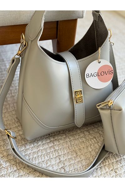 BAGLOVİS Cave Selection - Geantă pentru femei Long Lion cu sabie, Griz/EN17/UYZ23