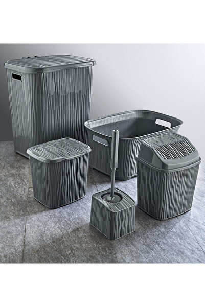 DNG STORE Κυματιστό σετ μπάνιου 5 τεμαχίων Καλάθι βρώμικων ρούχων Θήκη απορριμμάτων Κάδος απορριμμάτων Καθαρό καλάθι ρούχων