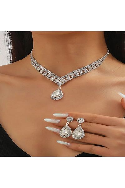 Flaner Paris Accessorize مجموعة قلادة وأقراط من حجر التراث الرائع