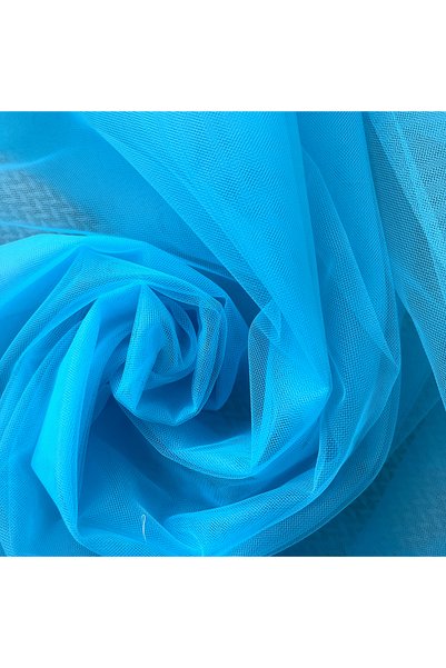 Ak-teksim Kumaş Tekstil Tasarım Blue Crystal Tulle (3 Meters Width) Dress, Wedding, Party, Decoration, Handicraft