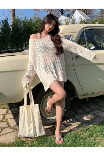 moda mh Yazlık Ajurlu Plaj Elbisesi