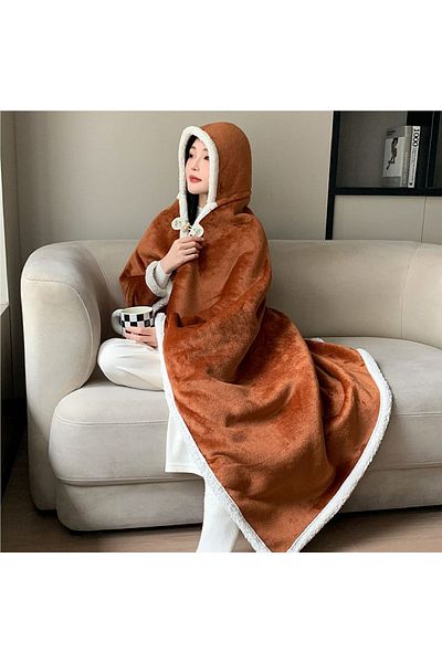 Other Double Layer fur Hooded Blanket