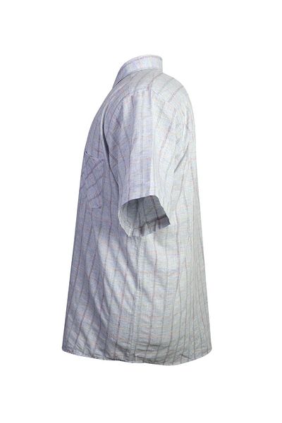 tambattal Large Size Short Sleeve Poplin Linen Shirt Plaid Suitable for 120Kg-165Kg