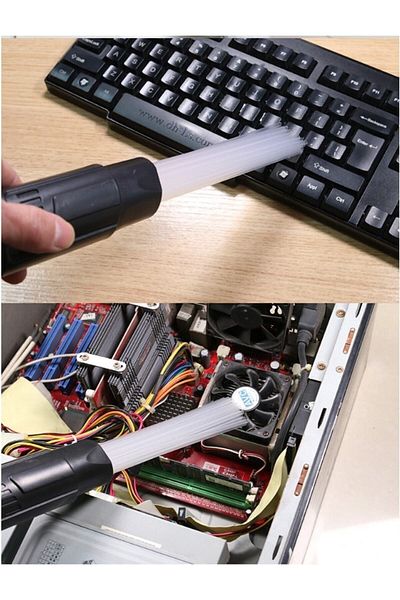 CMT Auto Detail Cleaning Computer Keyboard Hard-To-Reach Area Feather Dust Cleaner Nozzle Attached to the Vacuum Cleaner