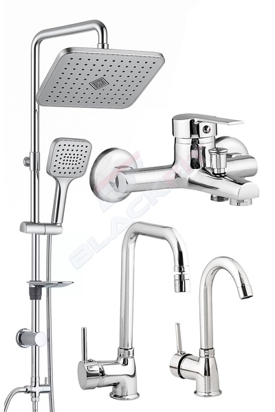 BF BLACKFİT Krom Tepe Duş Seti Delta Mutfak Lavabo Banyo Bataryası Duş Başlığı