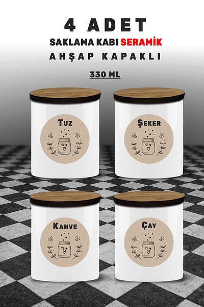 yeditepe hayat 4Liter Storage Box Set - Salt, Tea, Sugar, Coffee, Spice House Statistic 4