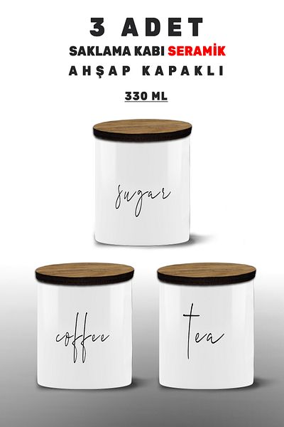 yeditepe hayat 3Pcs Storage Container Set - Spice Rack Set - Tea/Sugar/Coffee