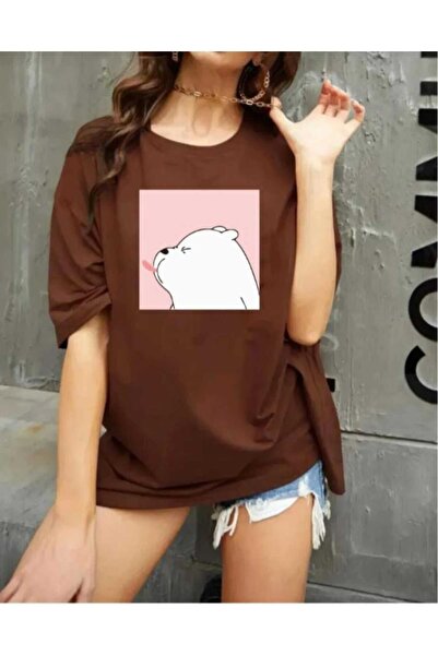 KOZİA OUTDOORS Tricou basic supradimensionat cu imprimeu cu ursuleț drăguț ma...