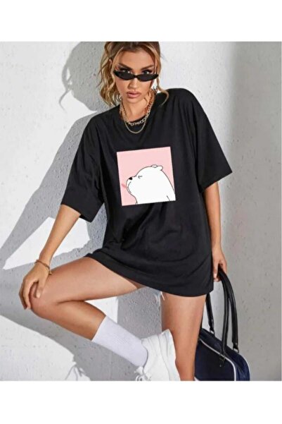 KOZİA OUTDOORS Tricou basic supradimensionat cu imprimeu cu ursuleț drăguț ma...