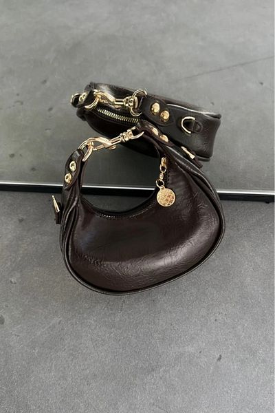 LEONAS Mini Size Accessories - Γυναικεία Τσάντα Χεριού και Ώμου Miusa Bitter Brown
