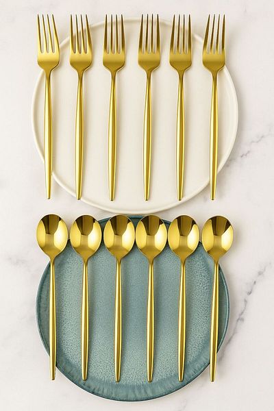 TARIK HOME Gold Stainless Steel 12 Piece Cutlery Set