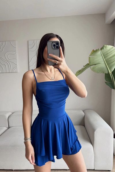 MOZENA Suspender Skirt Mini Dress with Shorts