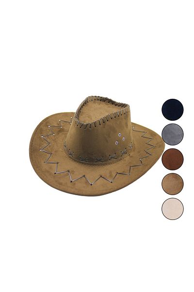 Mu Art Faux Leather Zigzag - X Pattern Men's Foter Cowboy Hat (4767)