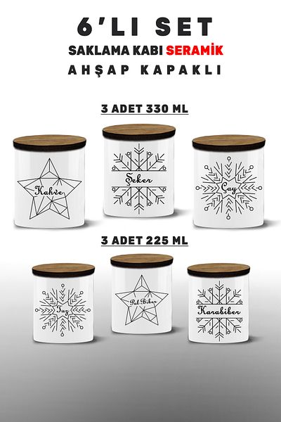 yeditepe hayat Salt Pepper Flakes Pepper Tea Sugar Coffee Spice 6 Pieces Storage Container