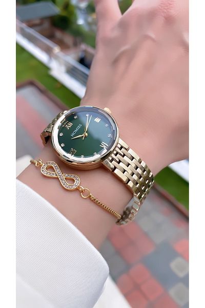 Homies Gold Colored Women's Wristwatch and Bracelet Gift