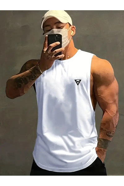 bellanova Men's Solid Tank Top, Active Quick Dry Lightweight Stretchy Neckline Sleeveless