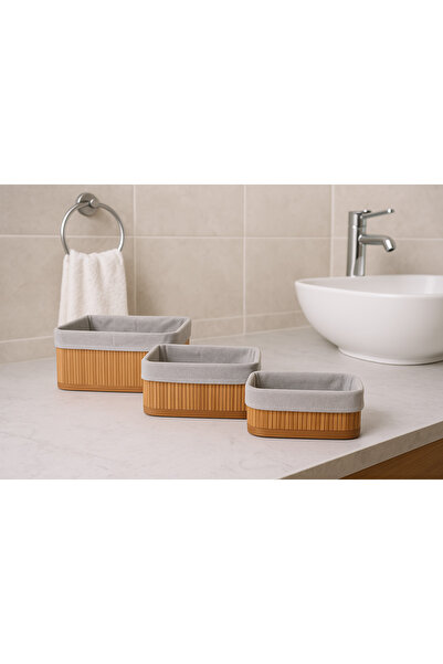 BEYZANA سلة مستطيلة متعددة الأغراض من الخيزران مكونة من 3 قطع