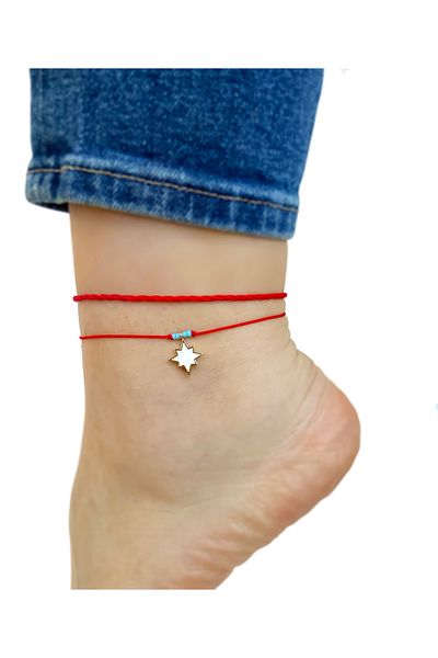 Atölye Merdiven Unisex Red 2-Piece Rope Anklet Combination - North Star