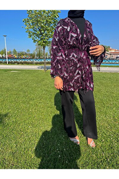 DİLEKBUTİK Κιμάνο με φούντες σιφόν χωρίς φόδρα