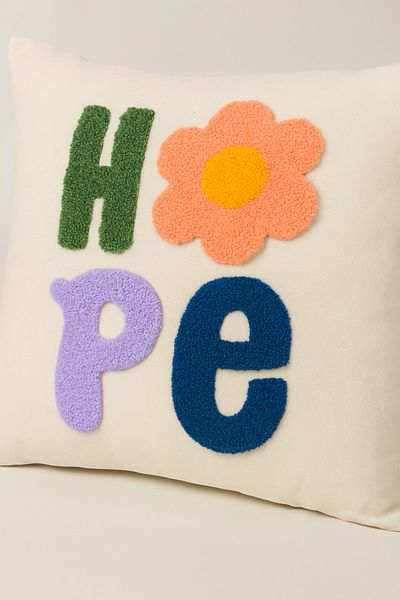 Rell Home غطاء وسادة منقوش عليه عبارة "Hope"
