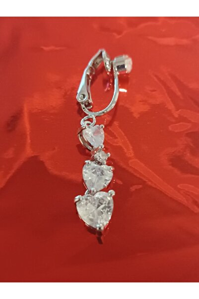DCPİERCİNG Zirkon Taşlı Fake Sallantılı 3 lü Kalp Göbek Piercing
