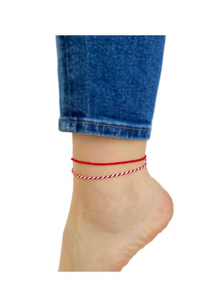 Atölye Merdiven 2-Pack Cotton Rope Anklet Red Luck Rope Marteniçka Allergy There Are No False