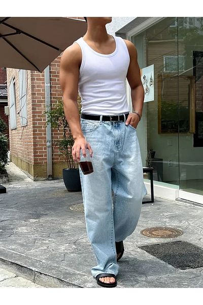 khalif Men's Camisole Fabric Twill Undershirt