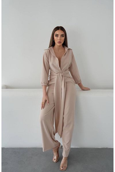 hipnoz butik Women's Shirt Collar Loose Leg Jumpsuit (Original Visual and Video Used)