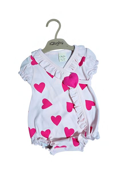 KATIA 100% Cotton Baby Girl Romper Soft and Stylish with Pink Heart Design