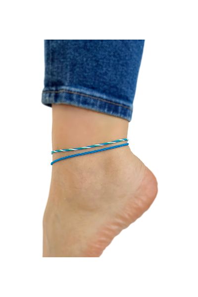 Atölye Merdiven 2-Piece Blue Navy Blue Unisex Rope Anklet Combination